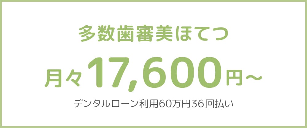 多数歯審美ほてつ　月々17,600円～デジタルローン利用60万円36回払い